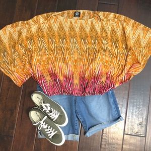 🧡💗  Bobeau orange/pink top -like new!  💗🧡